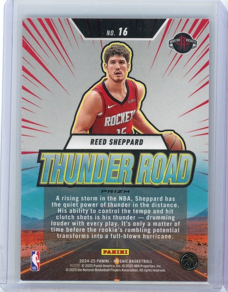 Reed Sheppard 2024-25 Panini Mosaic Thunder Road mosaic prizm rookie card