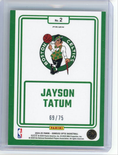 Jayson Tatum 2024-25 Panini Donruss Optic Winner Stays red shimmer prizm #'d 69/75