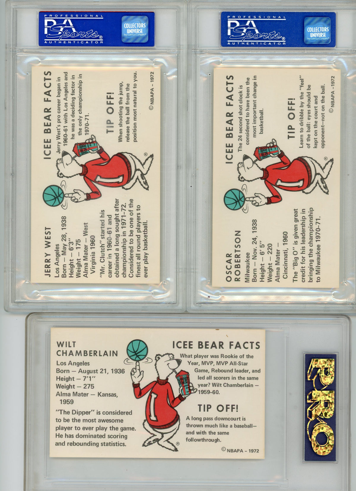 1972 Icee Bear Basketball Complete 20-card Set (19 PSA 9's, 1 PRO 9.5)