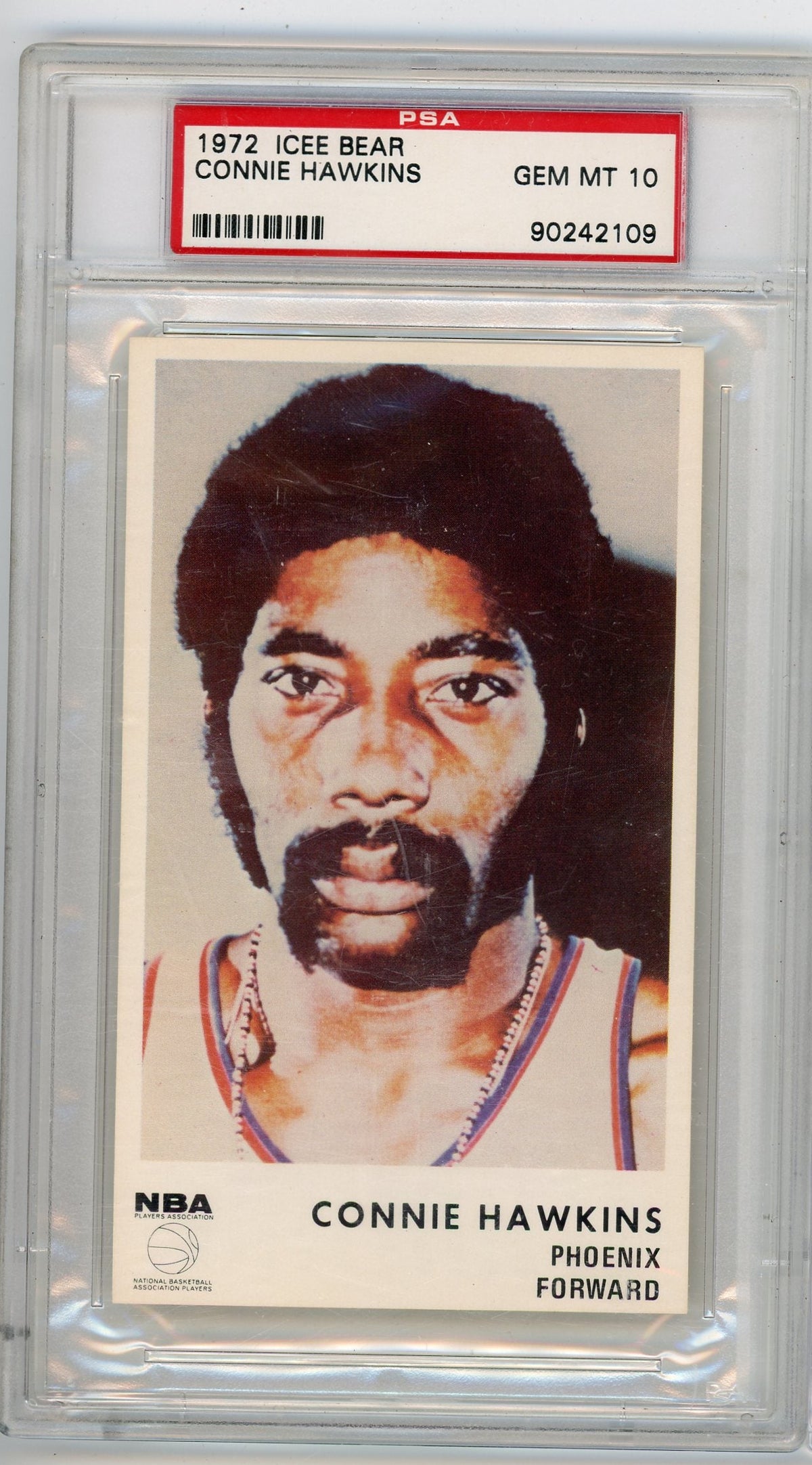 Connie Hawkins 1972 Icee Bear PSA 10 (sticker residue on back of slab)