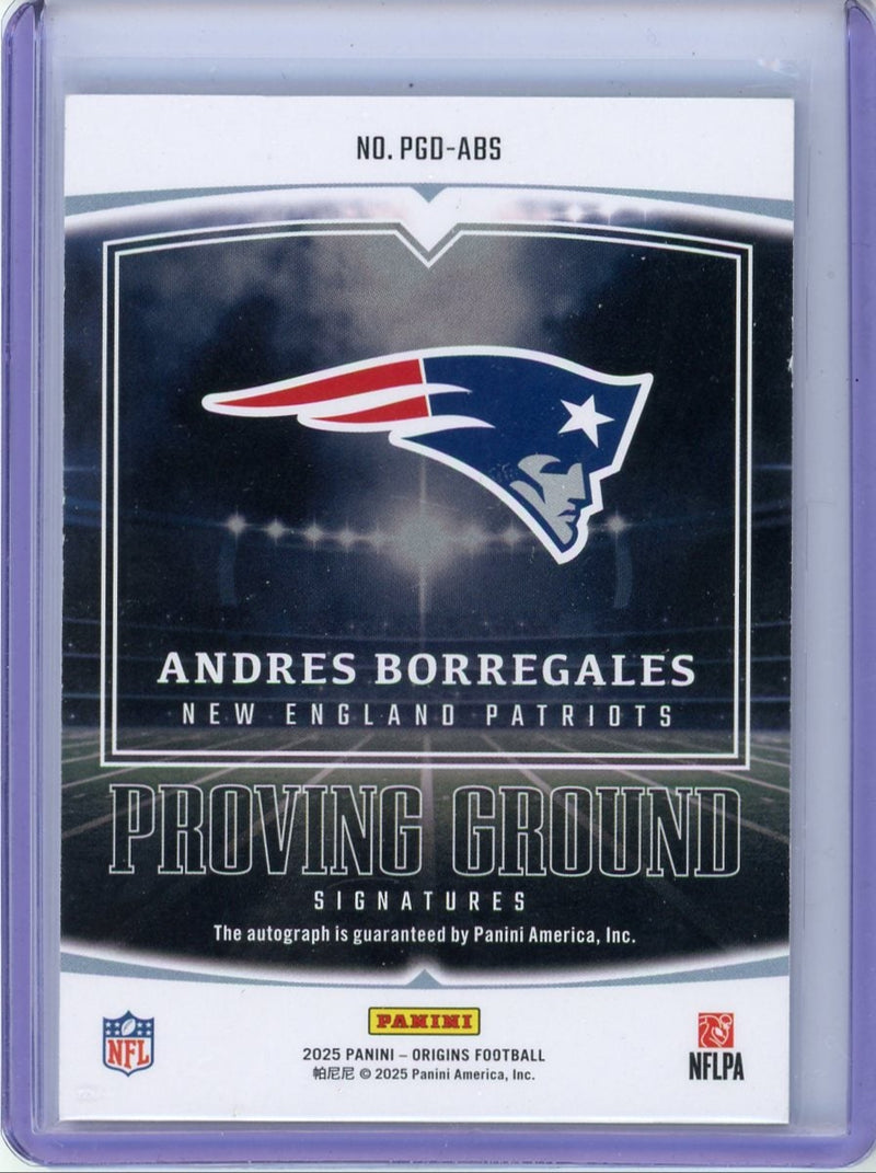 Andres Borregales 2025 Panini Origins Proving Ground autograph rookie card 