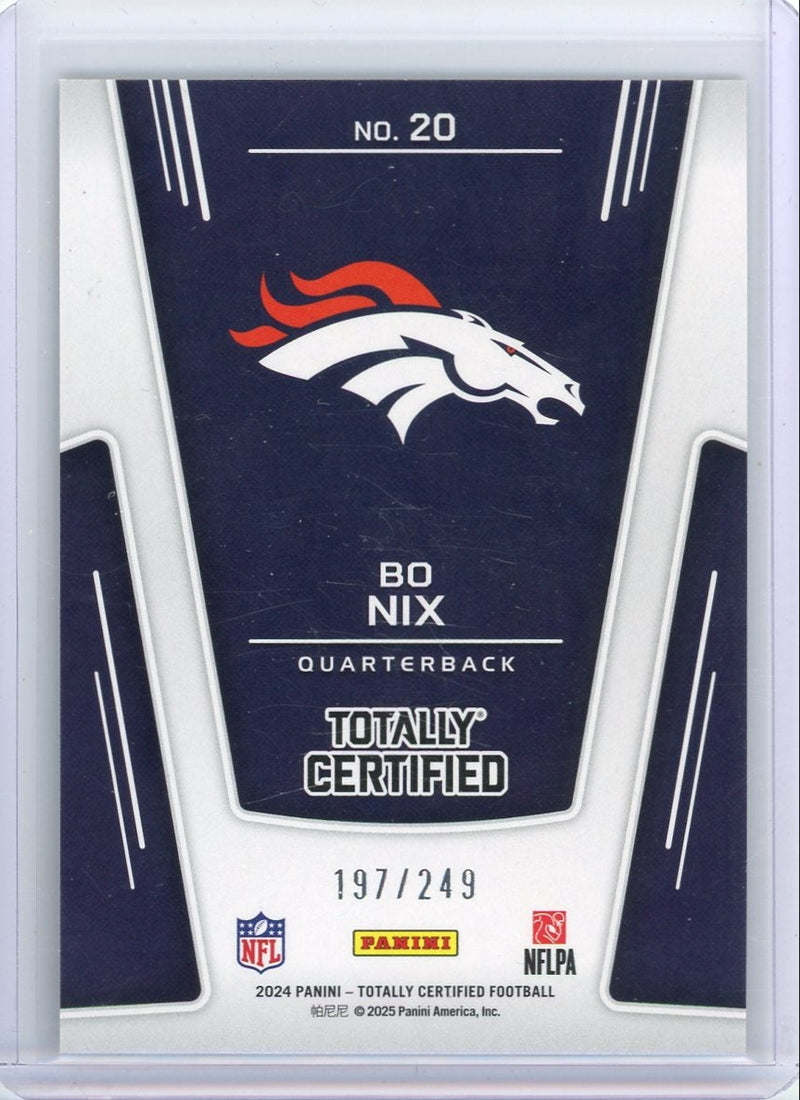 Bo Nix 2024 Panini Totally Certified red mirror rookie card 