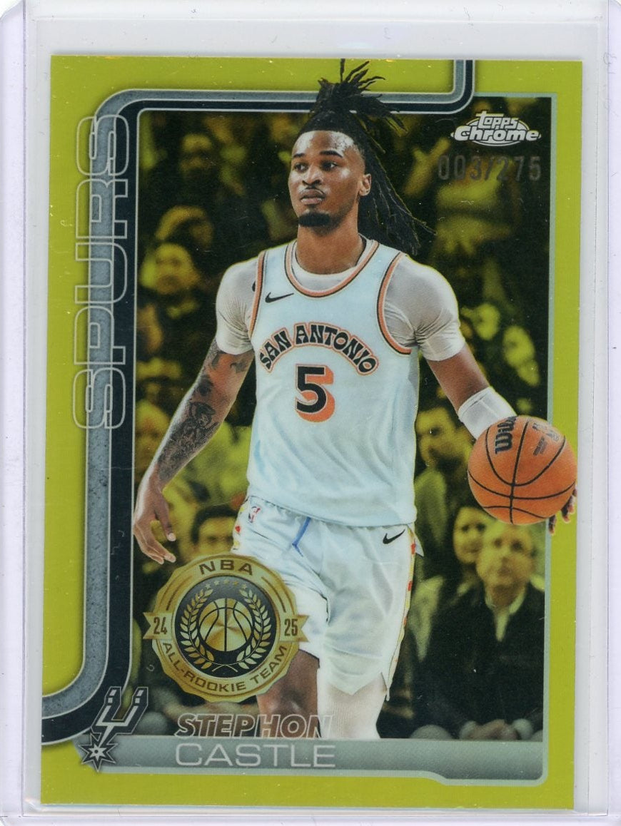 Stephon Castle 2025 Topps Chrome All-Rookie Team Yellow Refractor #'d 003/275