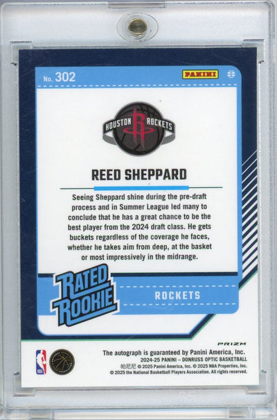 Reed Sheppard 2024-25 Panini Donruss Optic FOTL autograph rookie card mojo prizm