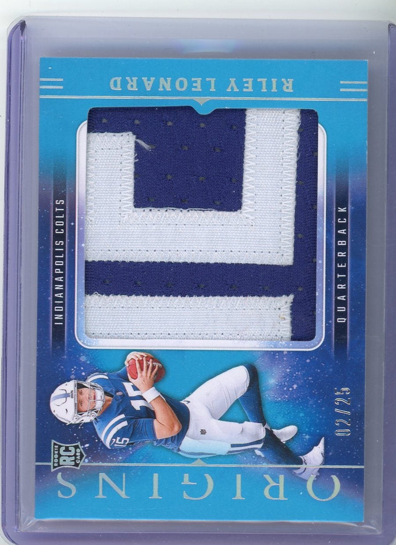 Riley Leonard 2025 Panini Origins horizontal jersey relic rookie card 