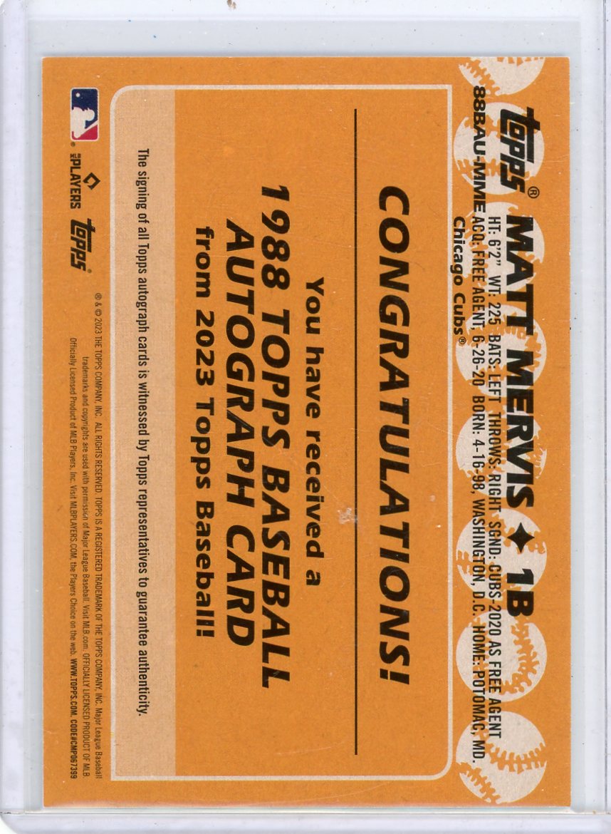 Matt Mervis 2023 Topps 35th Anniversary autograph rookie card