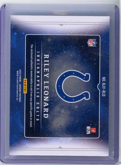 Riley Leonard 2025 Panini Origins horizontal jersey relic rookie card #'d 02/25