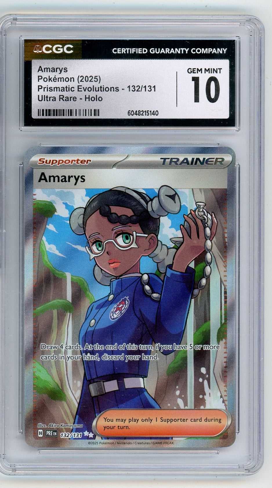 Amarys 2025 Pokemon Prismatic Evolutions Ultra rare #132/132 CGC 10