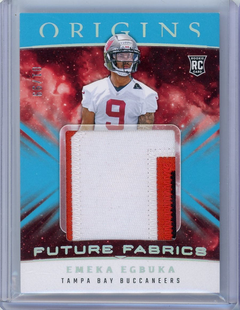 Emeka Egbuka 2025 Panini Origins Future Fabrics rookie card 