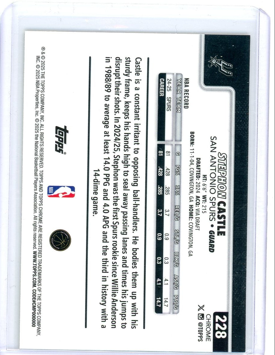 Stephon Castle 2025 Topps Chrome All-Rookie Team Yellow Refractor #'d 003/275