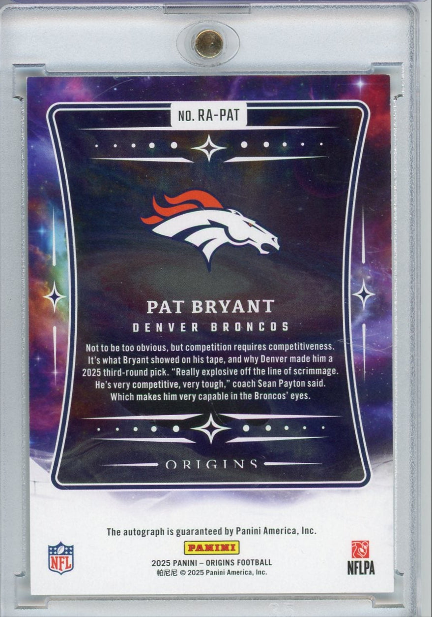 Pat Bryant 2025 Origins Football Rookie Autograph RC