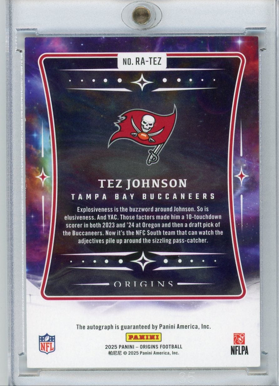 Tez Johnson 2025 Origins Football Rookie Autograph RC