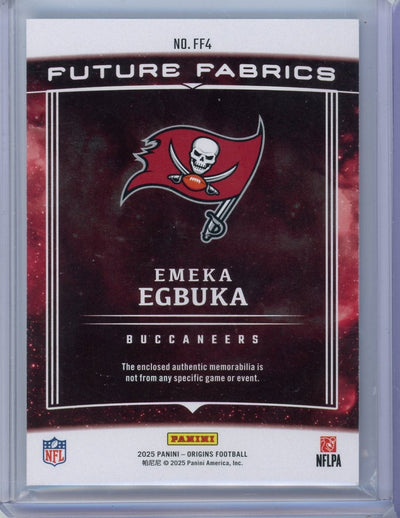 Emeka Egbuka 2025 Panini Origins Future Fabrics rookie card #'d 01/99