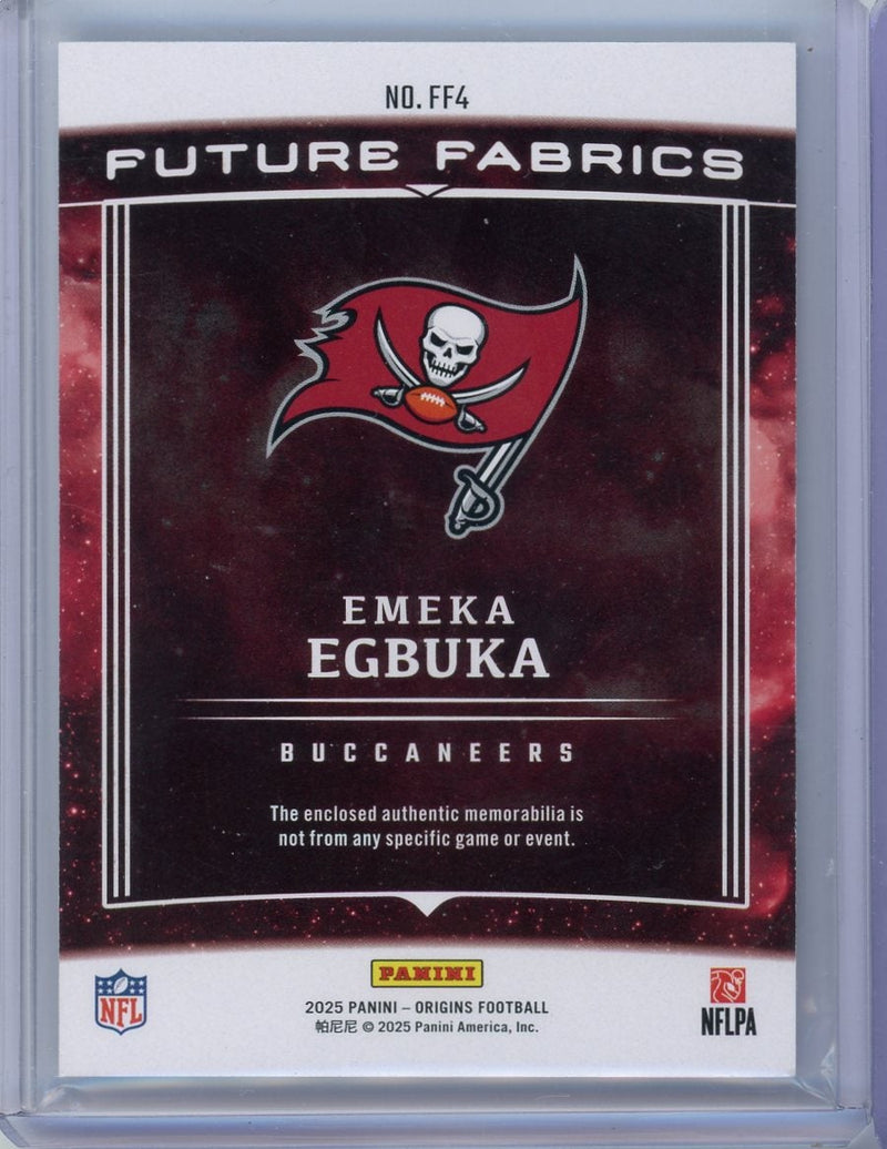 Emeka Egbuka 2025 Panini Origins Future Fabrics rookie card 
