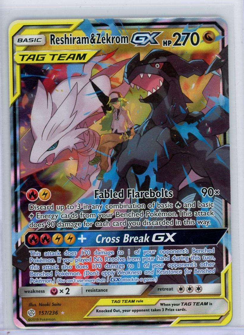 Reshiram & Zekrom GX Pokémon Cosmic Eclipse Ultra Rare #157/236