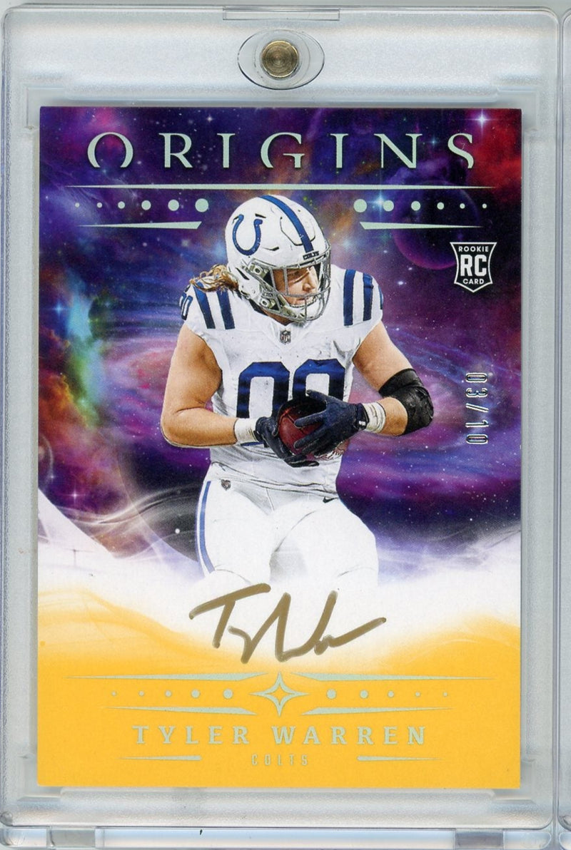Tyler Warren 2025 Panini Origins autograph rookie card gold 
