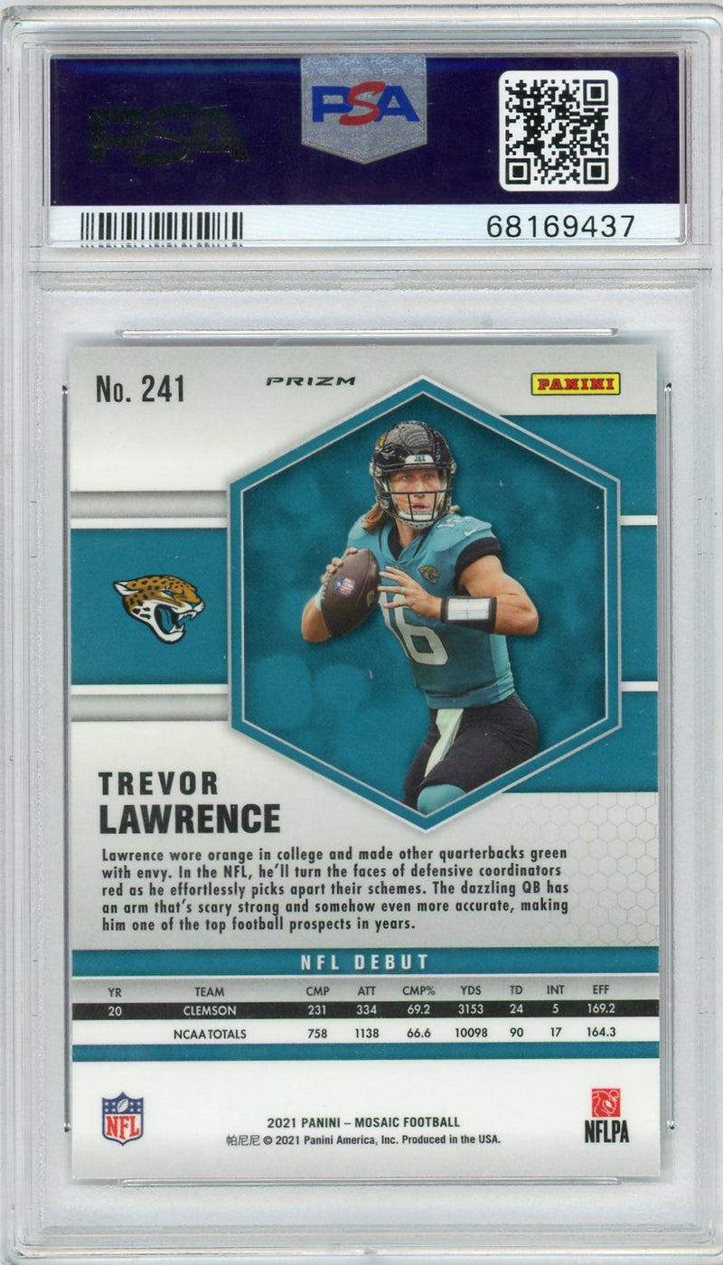 Trevor Lawrence 2021 Panini Mosaic Camo Pink prizm NFL Debut rookie card PSA 10