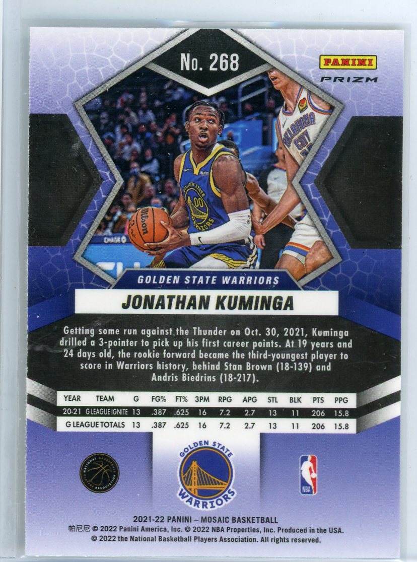 Jonathan Kuminga 2021-22 Panini Mosaic Gold Wave prizm rookie card