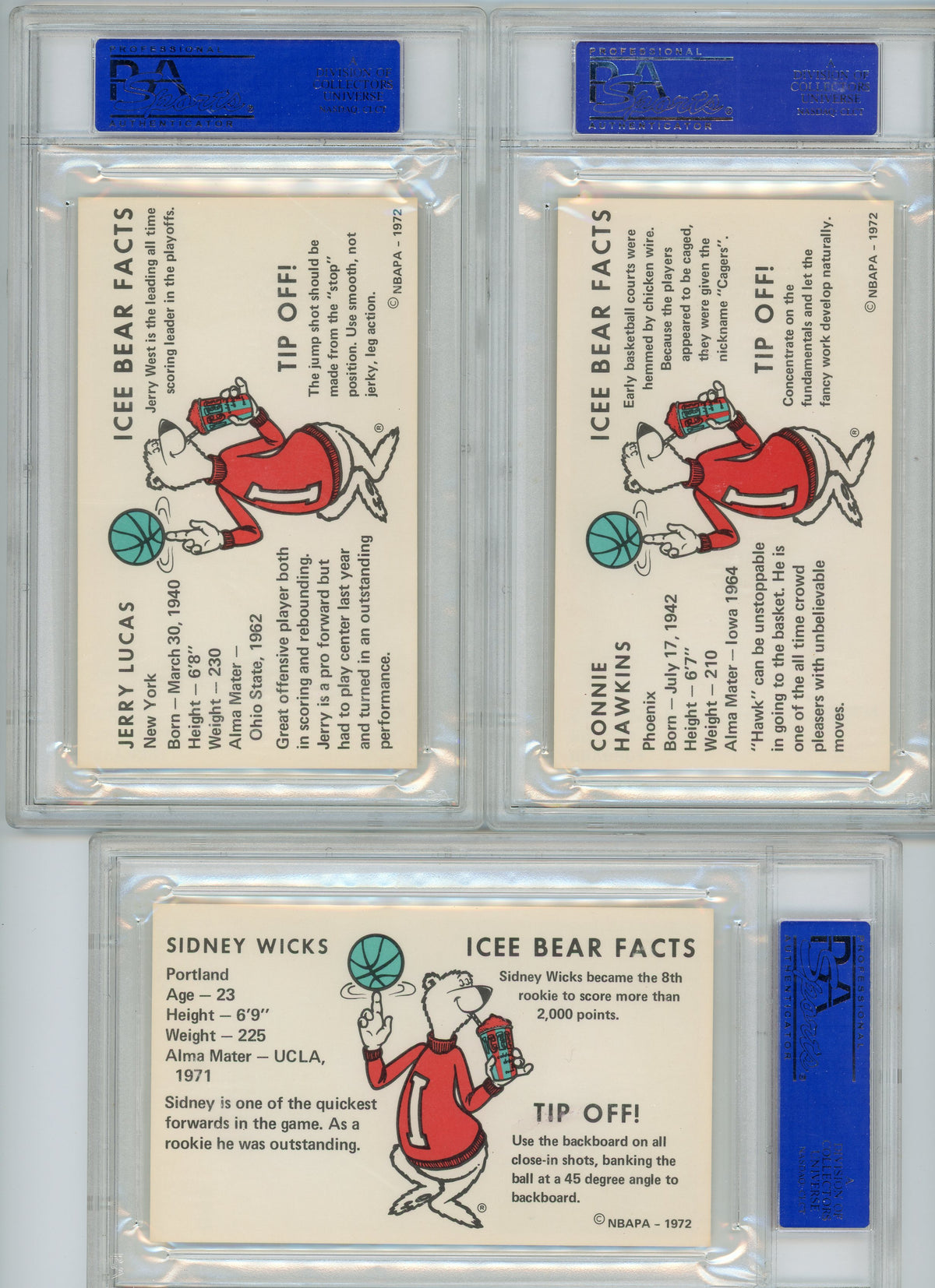 1972 Icee Bear Basketball Complete 20-card Set (19 PSA 9's, 1 PRO 9.5)
