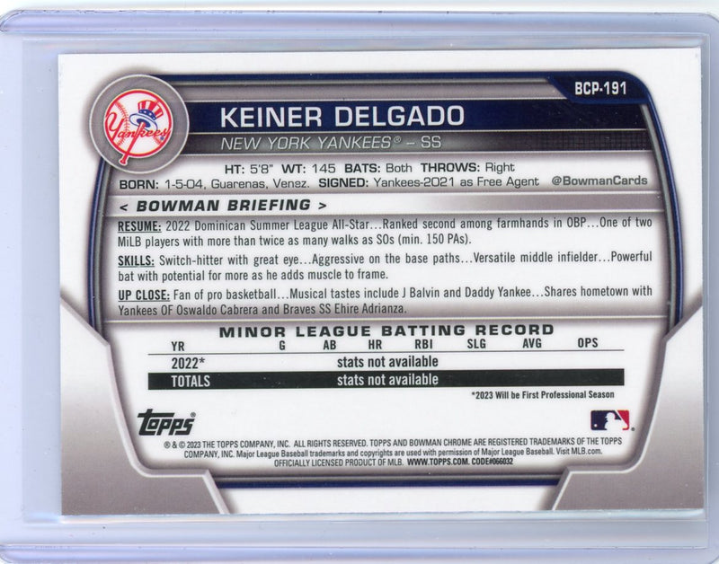 Keiner Delgado 2023 1st Bowman Chrome mega box mojo refractor