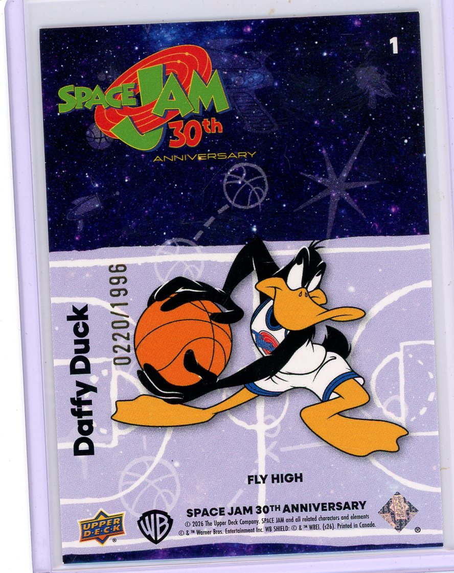 Daffy Duck 2026 Upper Deck Space Jam 30th Anniversary Fly High #'d 0220/1996
