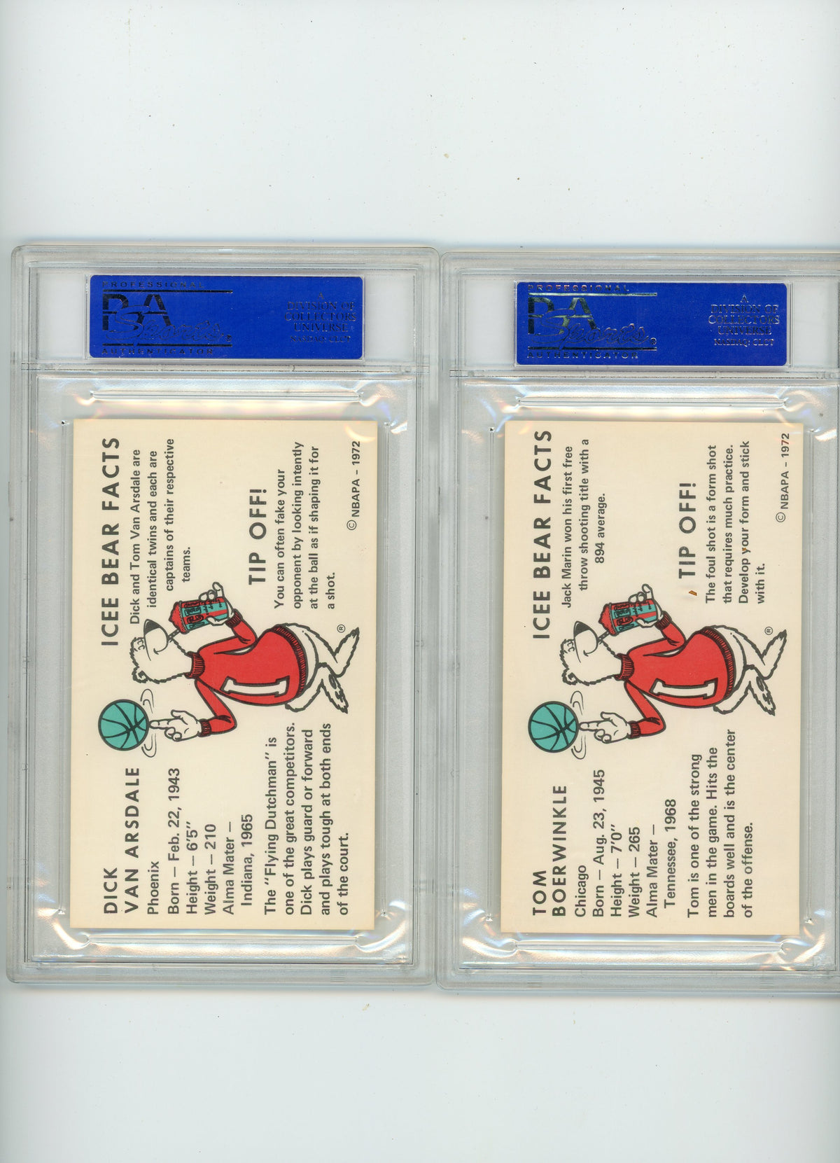 1972 Icee Bear Basketball Complete 20-card Set (19 PSA 9's, 1 PRO 9.5)