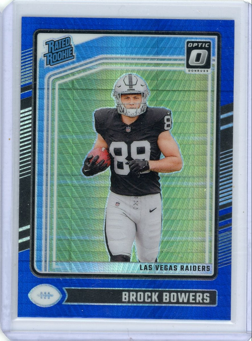 Brock Bowers 2024 Panini Donruss Optic blue hyper prism rookie card