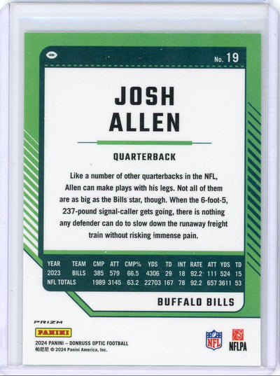 Josh Allen 2024 Panini Donruss Optic Fire Emoji prizm