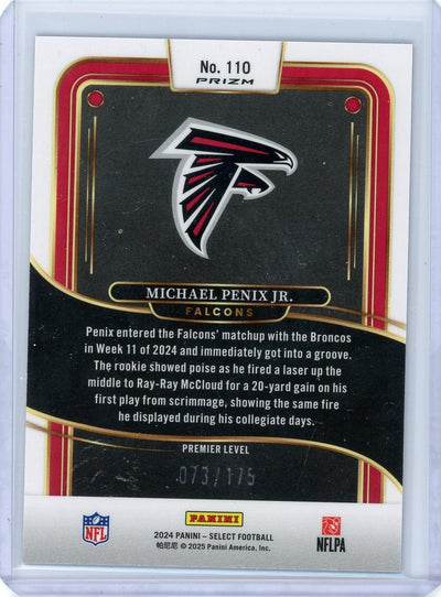 Michael Penix Jr. 2024 Panini Select blue checkerboard prizm rc #'d 073/175