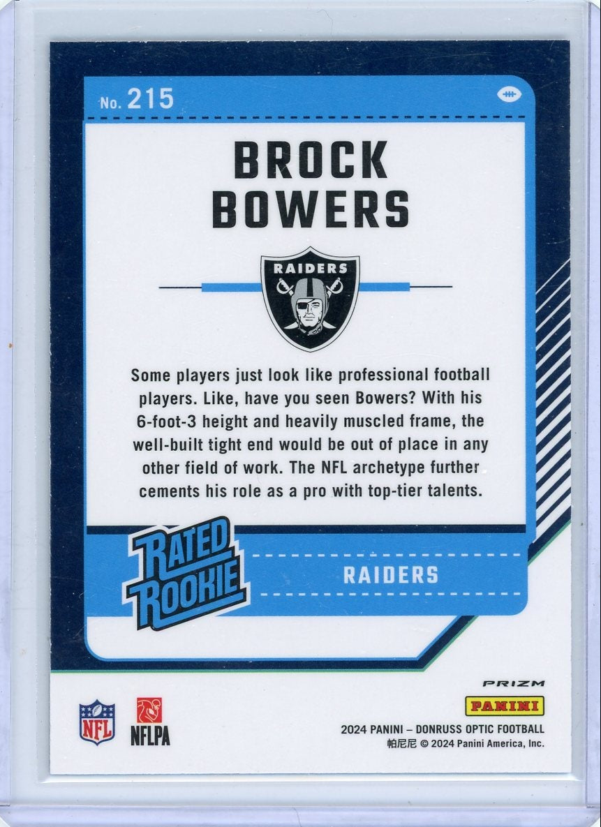 Brock Bowers 2024 Panini Donruss Optic blue hyper prism rookie card