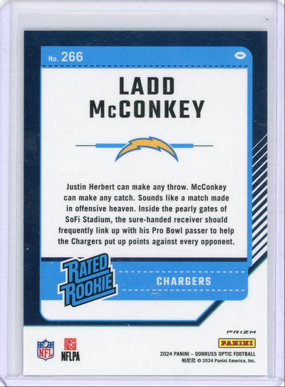 Ladd McConkey 2024 Panini Donruss Optic Fire Emoji prizm rookie card