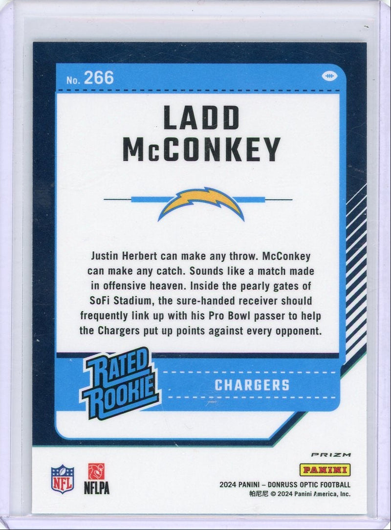 Ladd McConkey 2024 Panini Donruss Optic Fire Emoji prizm rookie card