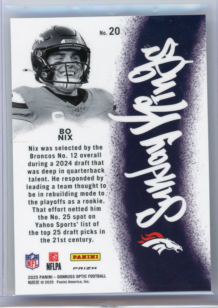 Bo Nix 2025 Panini Donruss Optic Sunday Kings SP