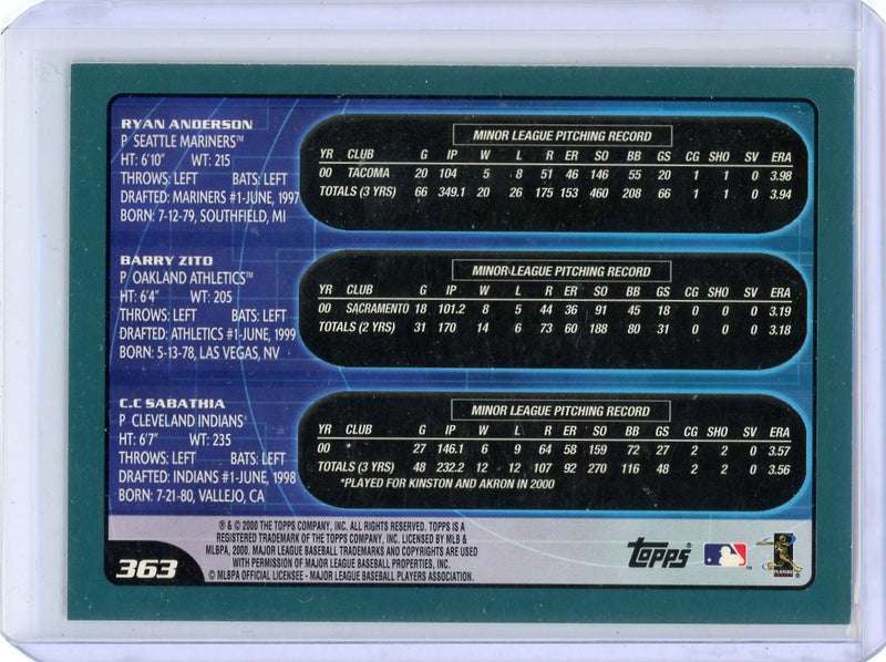 CC Sabathia / Barry Zito 2000 Topps prospects 