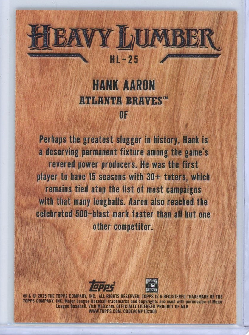 Hank Aaron 2025 Topps Heavy Lumber SSP