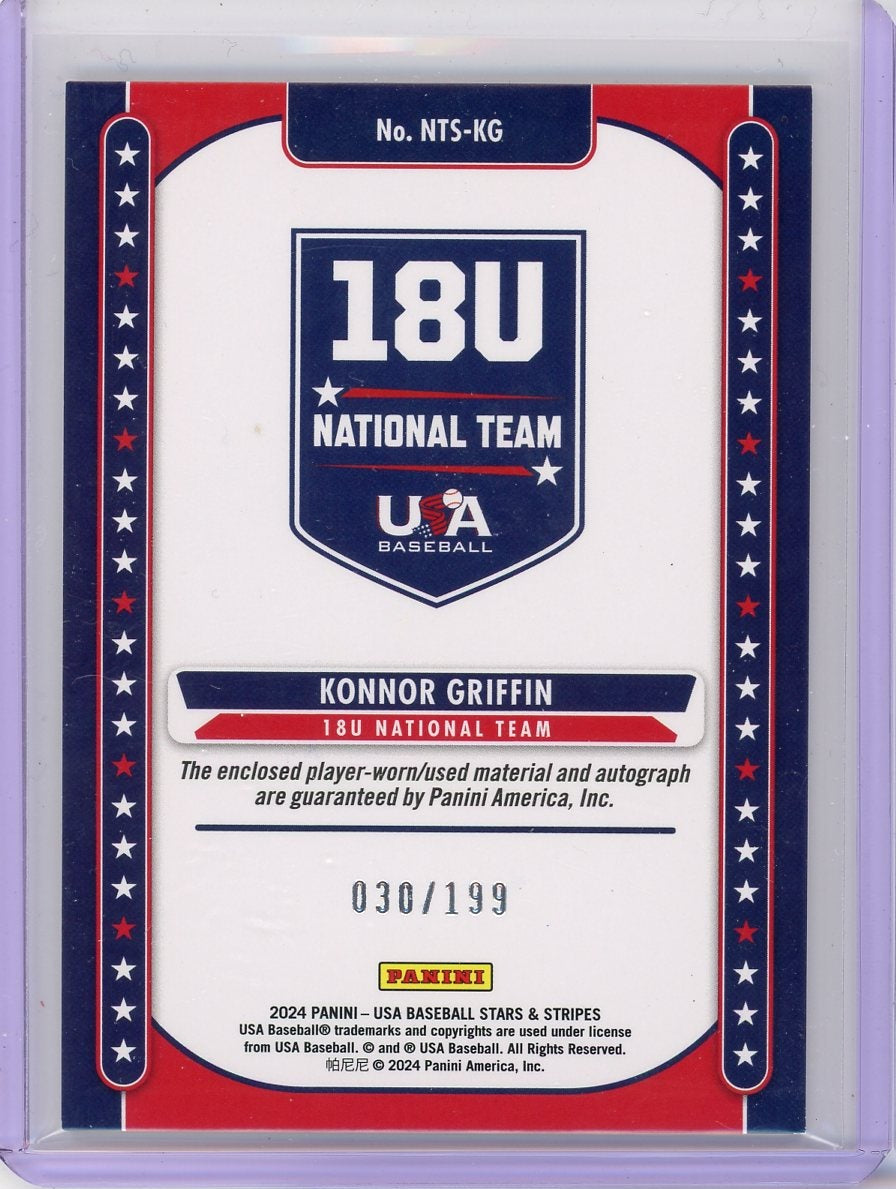 Konnor Griffin 2024 Panini USA Stars & Stripes autograph relic #'d 030/199