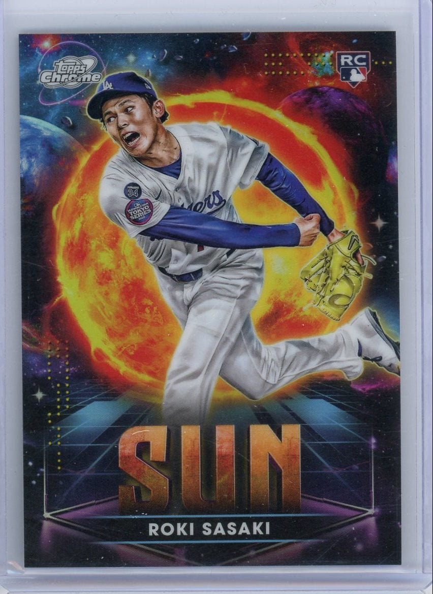 Roki Sasaki 2025 Topps Chrome Cosmic Planetary Pursuits Sun rookie card