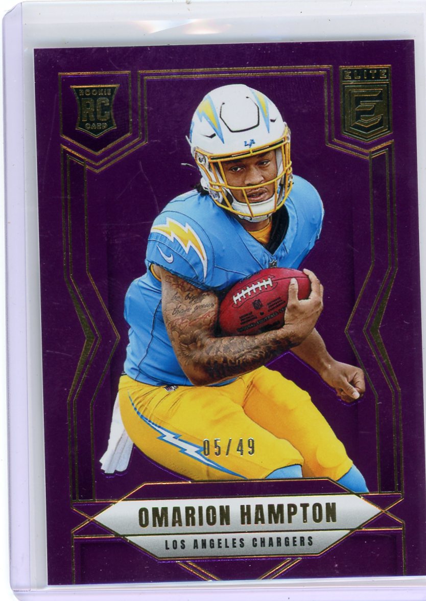 Omarion Hampton 2025 Donruss Elite Purple RC #'d 05/49