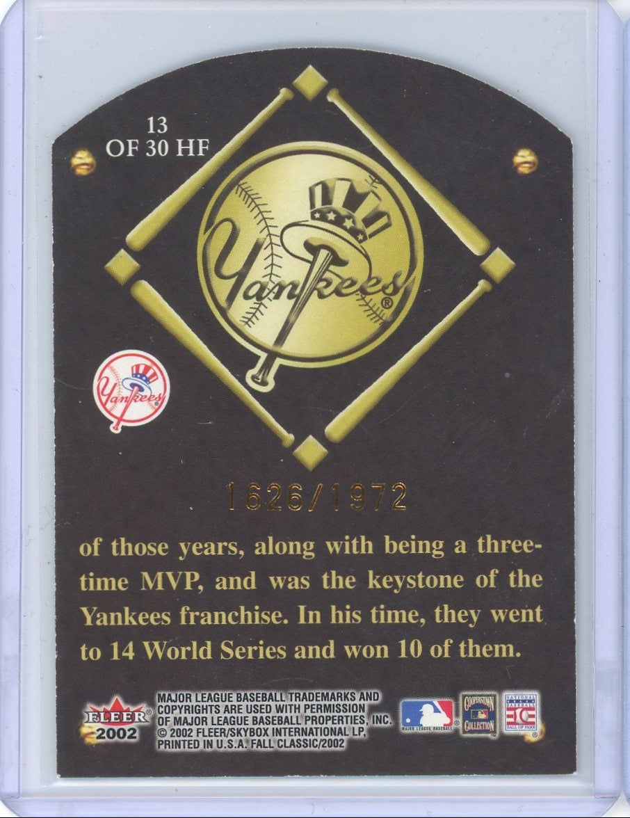 Yogi Berra 2002 Fleer Fall Classic HoF die-cut #'d 1626/1972