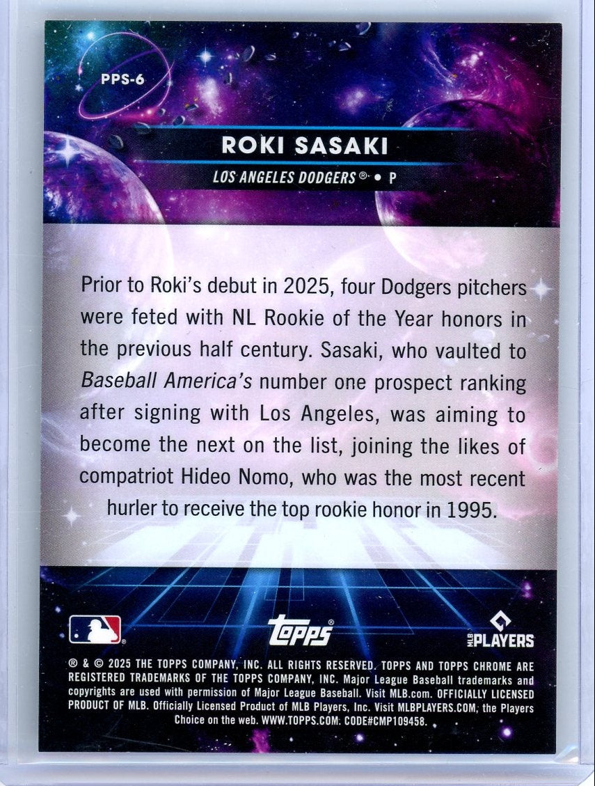 Roki Sasaki 2025 Topps Chrome Cosmic Planetary Pursuits Sun rookie card