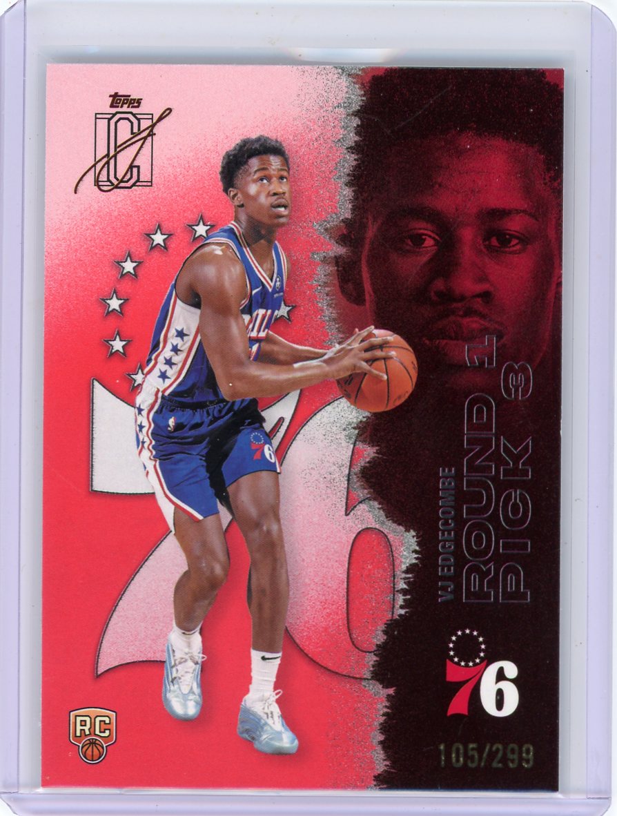VJ Edgecombe 2025-26 Topps Signature Class Coral #'d 105/299