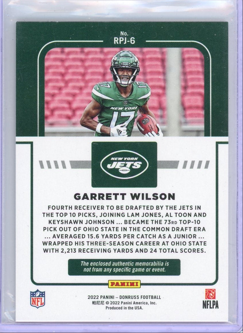 Garrett Wilson 2022 Donruss Rookie Phenom Patch