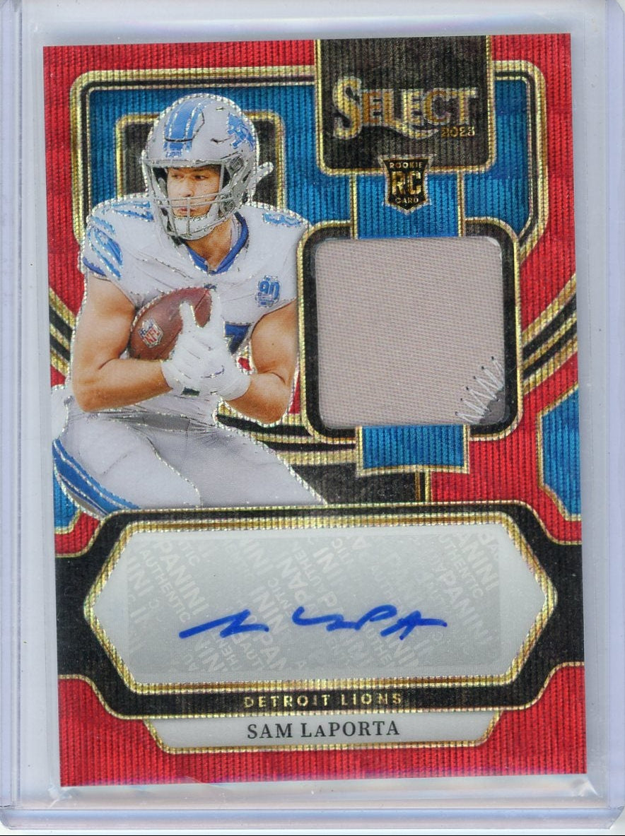 Sam Laporta 2023 Panini Select RPA red wave prizm