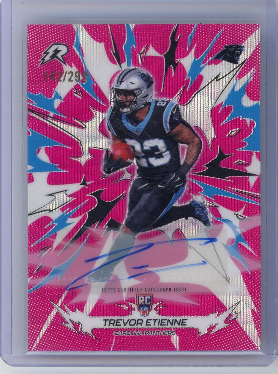 Trevor Etienne 2025 Topps Resurgence Rookie Autograph Pink Wave #'d 142/299