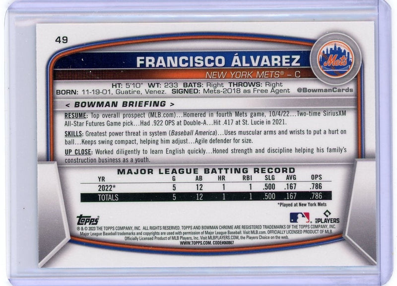 Francisco Alvarez 2023 Bowman Chrome mega box mojo refractor rookie card