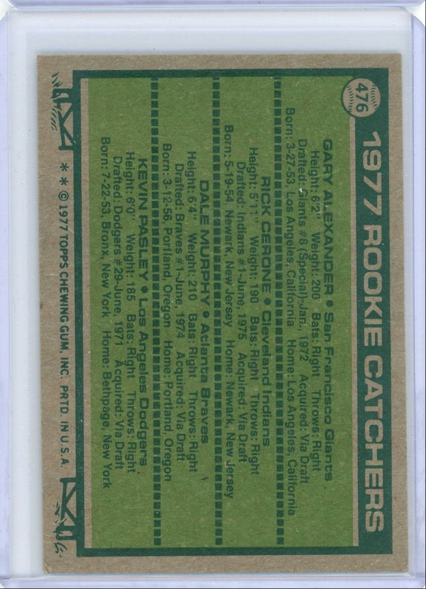 Dale Murphy G Alexander R Cerone K Pasley 1977 Topps Rookies