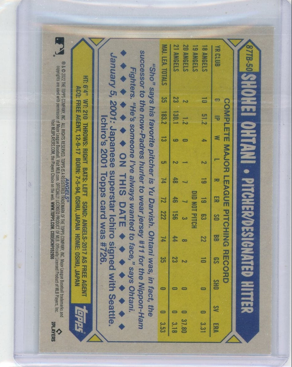 Shohei Ohtani 2022 Topps 1987 Throwback #87TB-50
