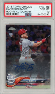 Harrison Bader 2018 Topps Chrome Rookie Autograph PSA 10