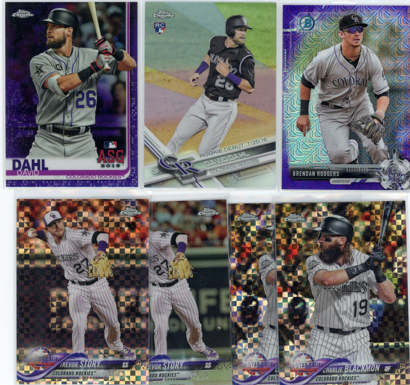 Colorado Rockies 7-card mixed chrome refractor/color lot