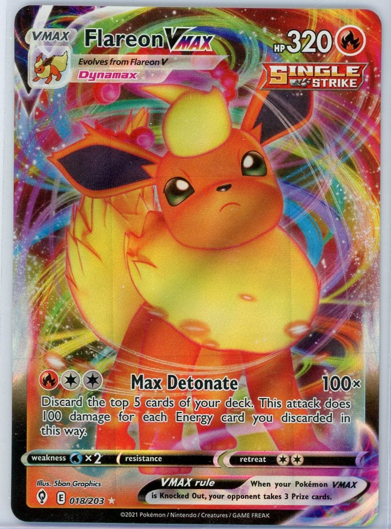 Flareon Vmax Pokémon Evolving Skies Ultra-Rare #018/203